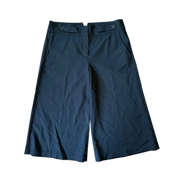 BCBGMaxAzria Wide Leg Wool Capri Pants Flat Front Pockets Zip Black Size 6 - Picture 10 of 10